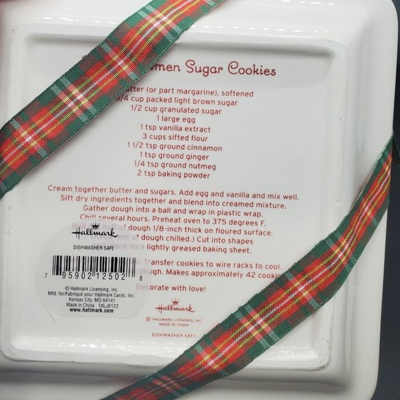 Hallmark Christmas Cookie Plate Snowman with Cookie Cutter & Recipe On Back NWTS - Picture 5 of 6